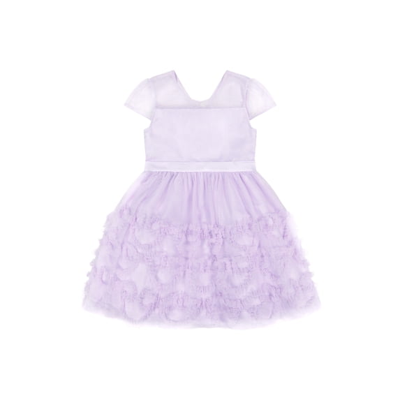 Kensie Girl Sequin Mesh Bow Soutache Purple Dress, Sizes 4-16