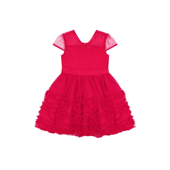 Kensie Girl Sequin Mesh Bow Soutache Red Dress, Sizes 4-16