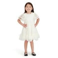 thumbnail image 1 of Kensie Girl Sequin Mesh Short Sleeve Ivory Dress, Sizes 12 Months-3T, 1 of 7