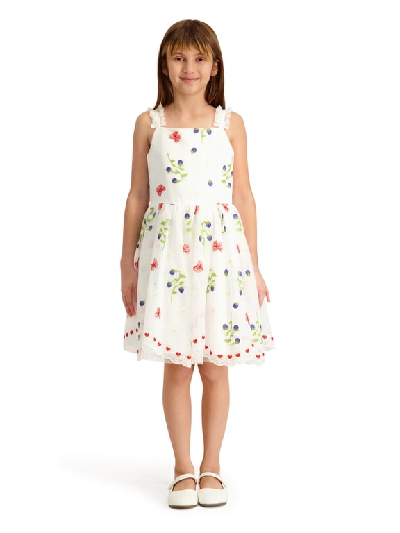 Girl Sleeveless Beaded Soutache Dress with Tiered Skirt, Sizes 4-16