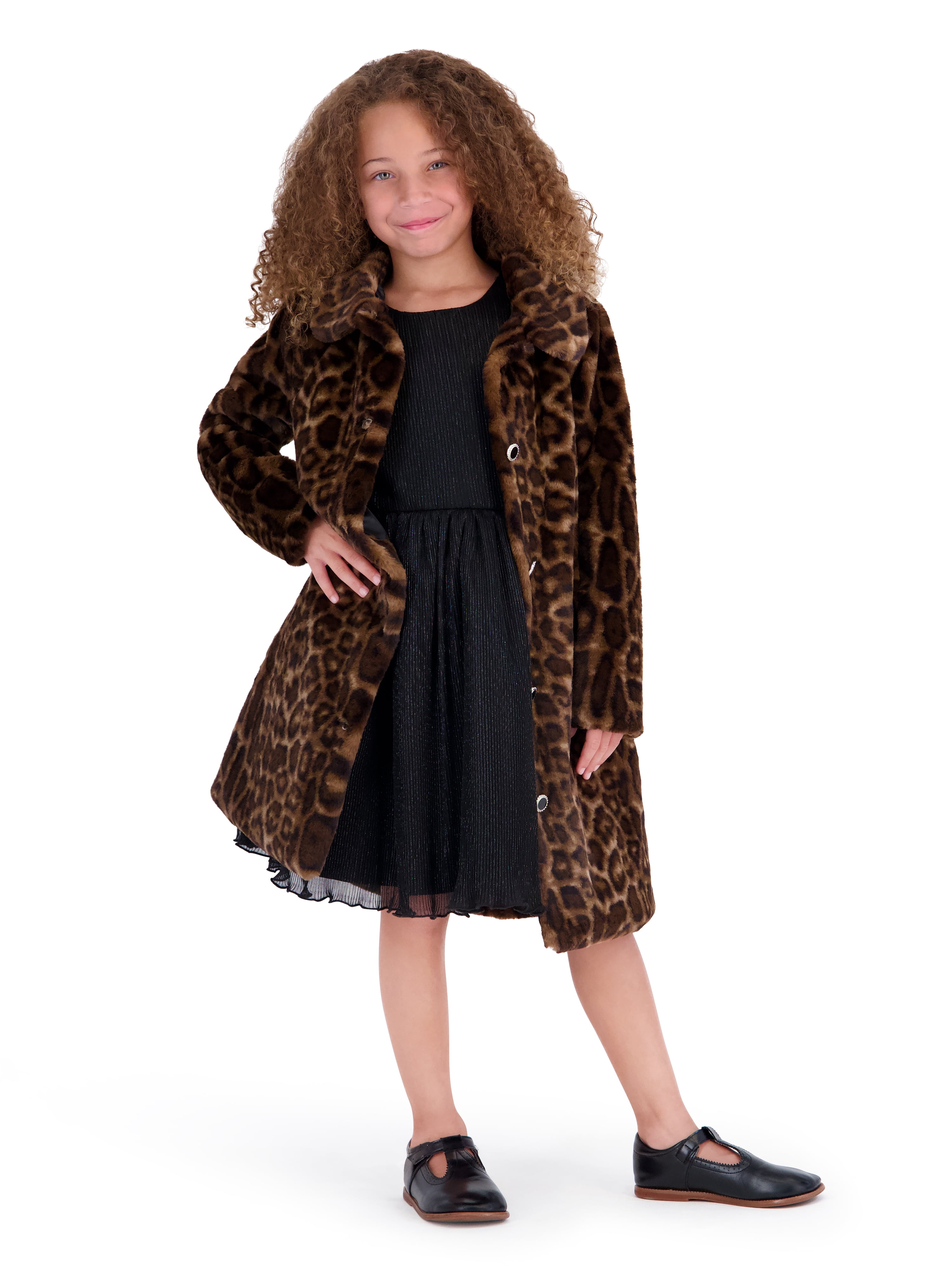 Kensie Girl Sleeveless Dress and Cheetah Coat Set, Sizes 4-12