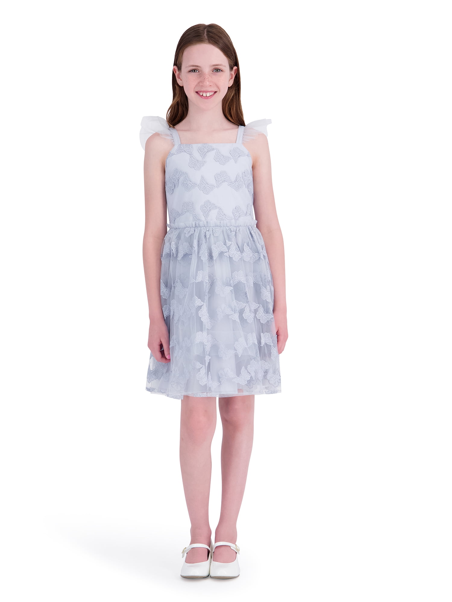 Kensie Girl Sleeveless Emb Butterfly Dress with Tiered Skirt, Sizes 4-16