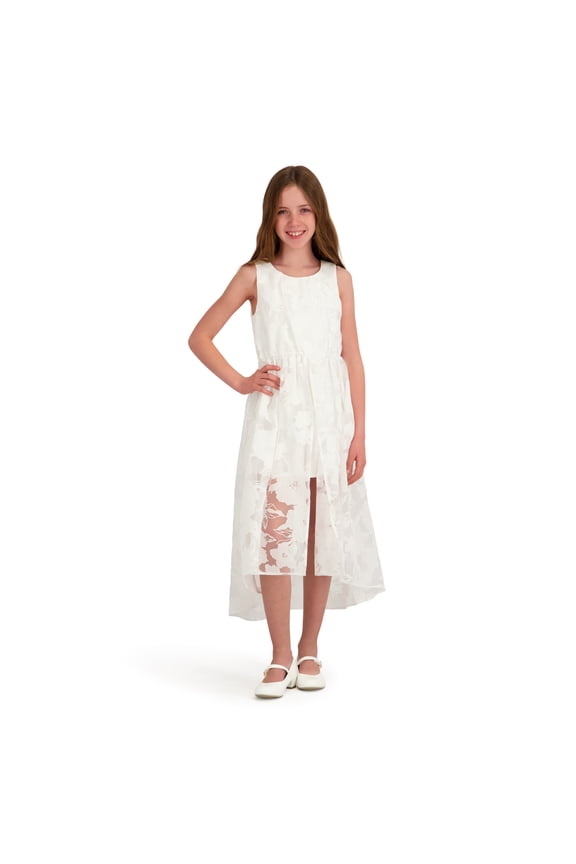Girl Sleeveless Floral Organza Walk Through Dress, Sizes 4-16