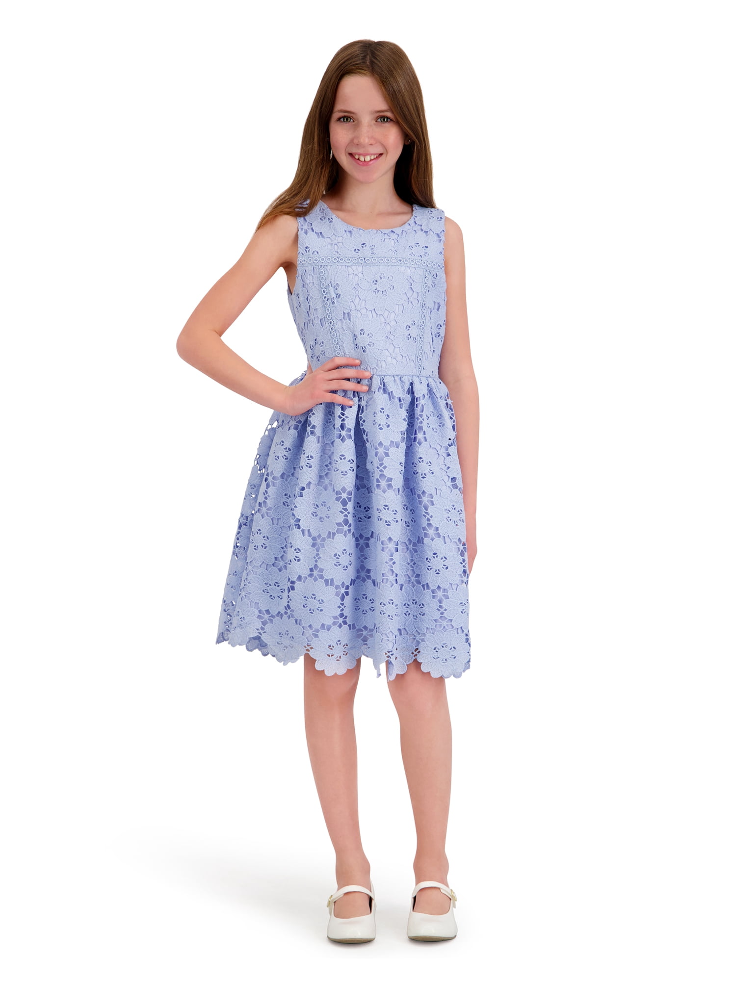 Kensie Girl Sleeveless Lace Fit and Flare Dress, Sizes 4-16 - Walmart.com