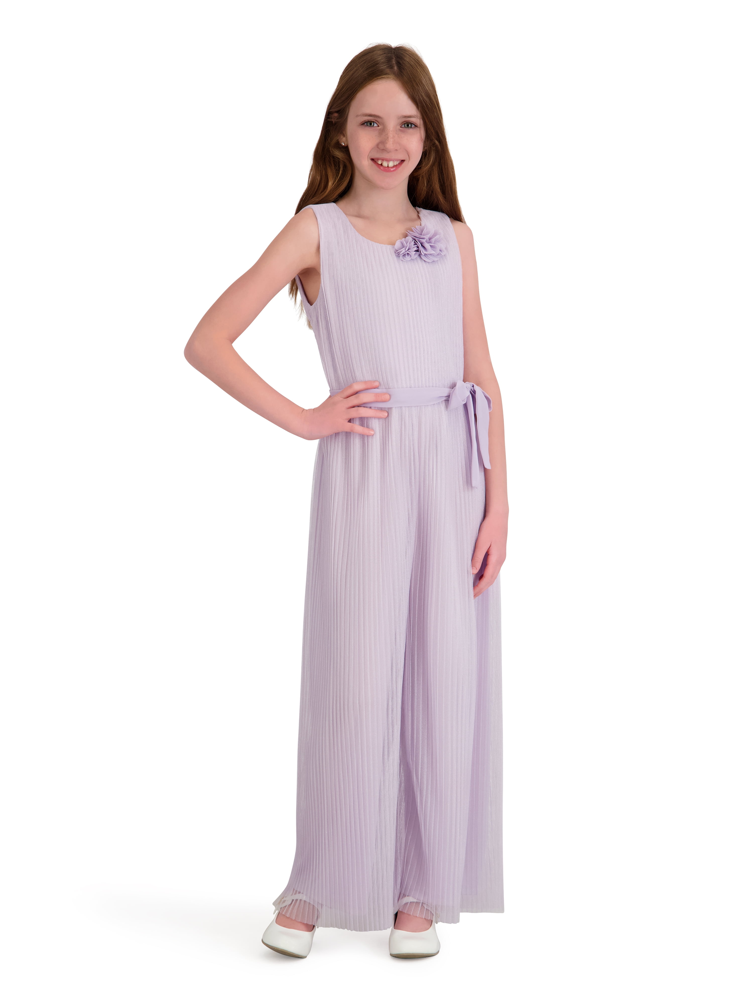 Kensie Girl Sleeveless Pleated Lurex Mesh Jumpsuit, Sizes 4-16