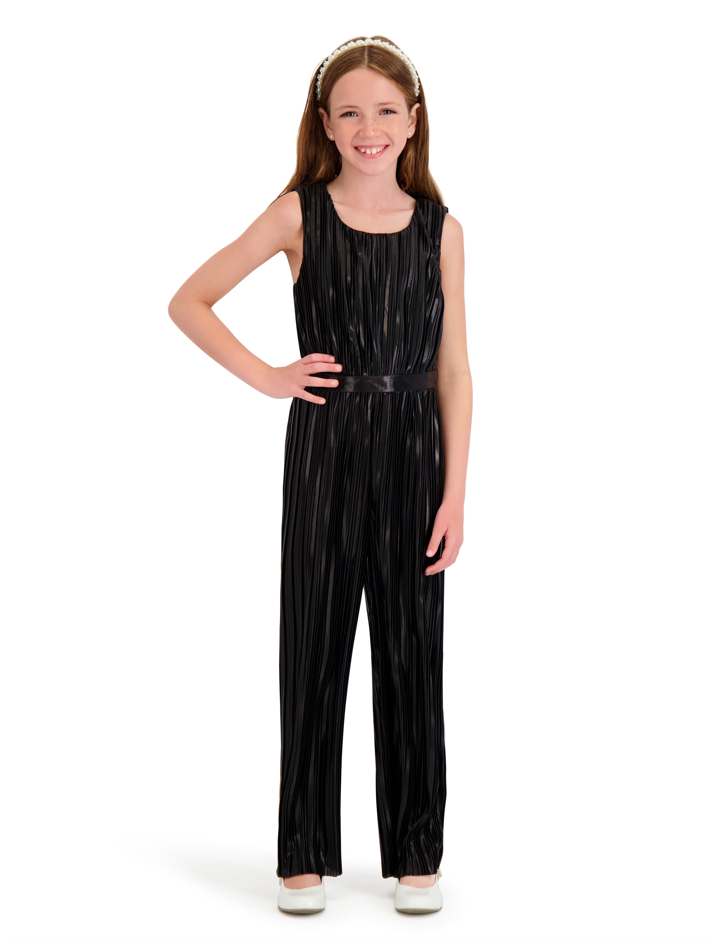 Kensie Girl Sleeveless Pleated Metallic Jumpsuit, Sizes 4-16