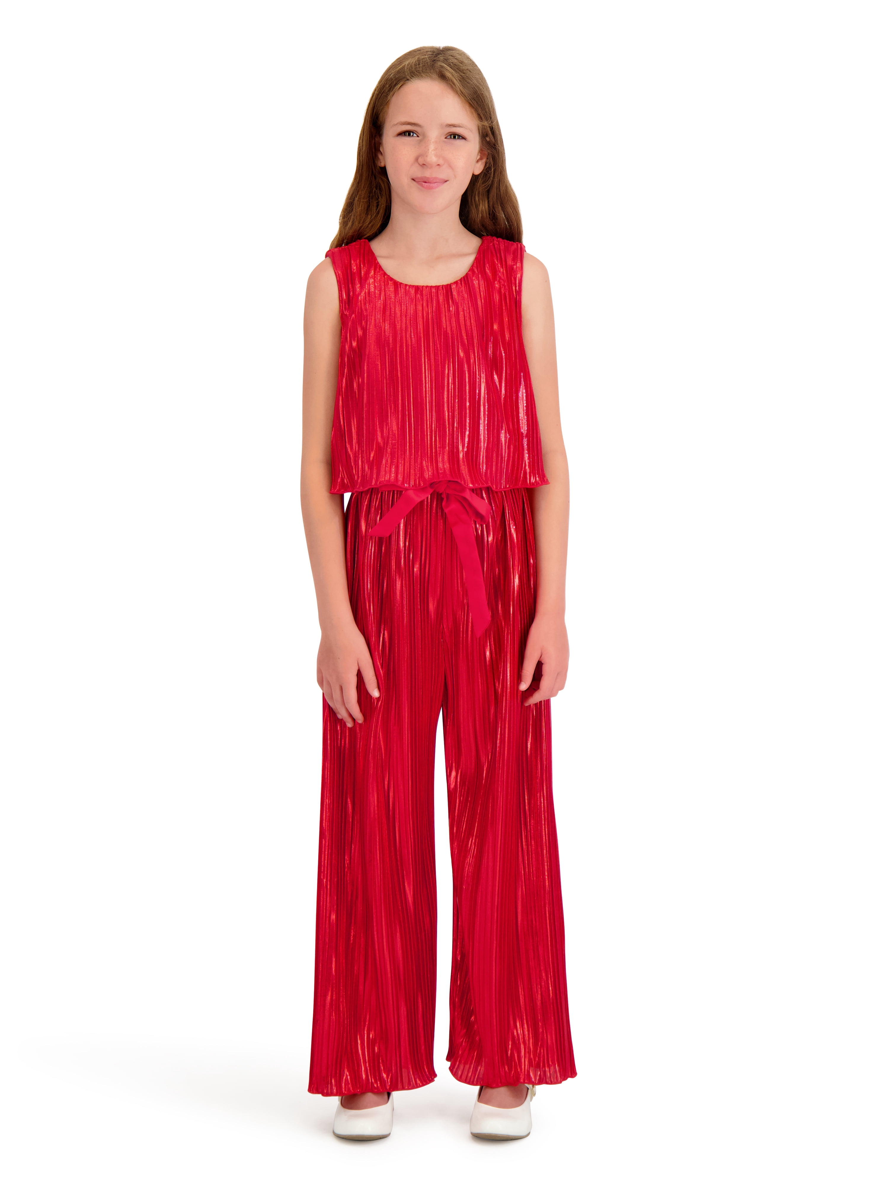 Kensie Girl Sleeveless Belted Metallic Jumpsuit, Sizes 4-16