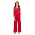 thumbnail image 1 of Kensie Girl Sleeveless Belted Metallic Jumpsuit, Sizes 4-16, 1 of 3