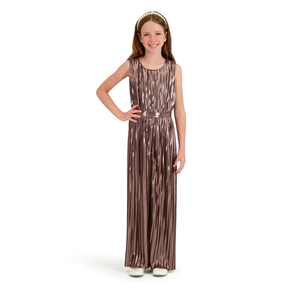 Kensie Girl Sleeveless Pleated Metallic Jumpsuit, Sizes 4-16