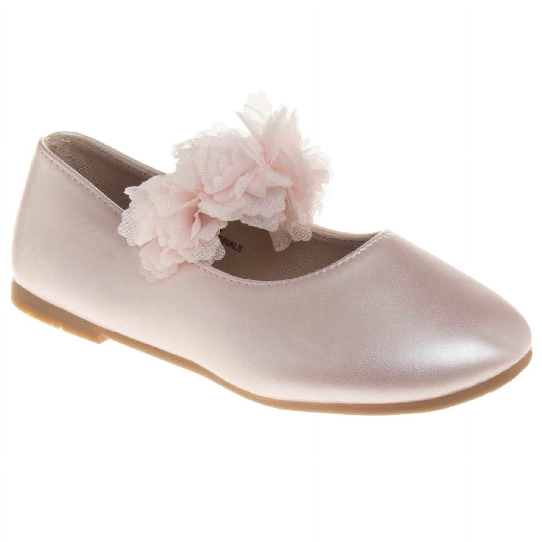Kensie Girl Toddler Ballerina Flats, Peach Pink Pearl, 5