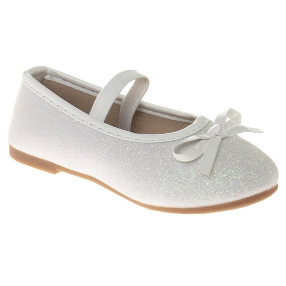 Kensie Girl Toddler Ballerina Flats, White Glitter, 6