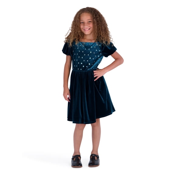 Kensie Girl Velvet Rhinestone Evergreen Dress, Sizes 4-16