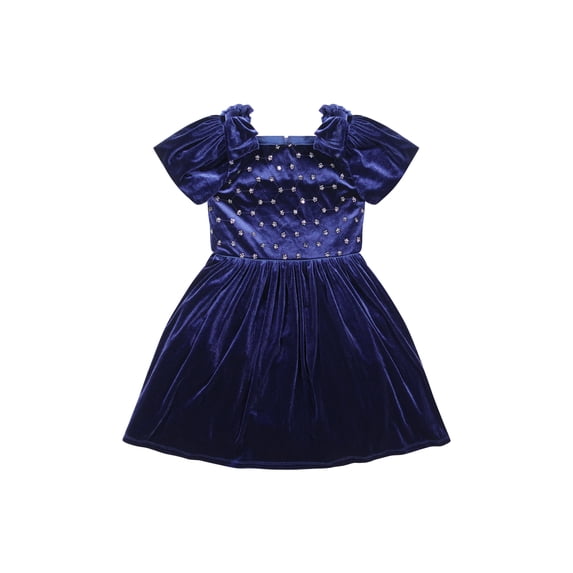 Kensie Girl Velvet Rhinestone Navy Dress, Sizes 4-16