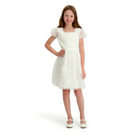 Kensie Girl Floral Soutache Mesh Short Sleeve Dress, Sizes 4-16