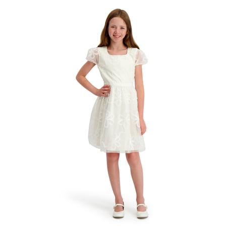 Kensie Girl Floral Soutache Mesh Short Sleeve Dress, Sizes 4-16
