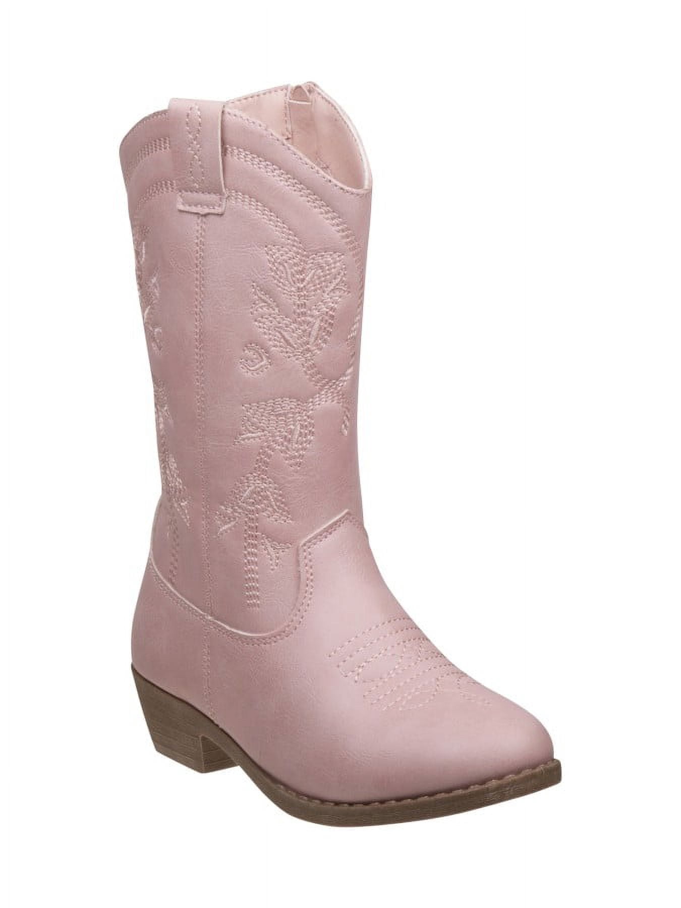 Zip-up Heel Cowgirl Boots - Pink, 3
