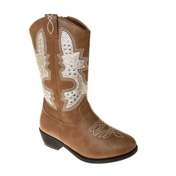 Kensie Girl Zip-up Low Heel Faux Leather Cowgirl Boots