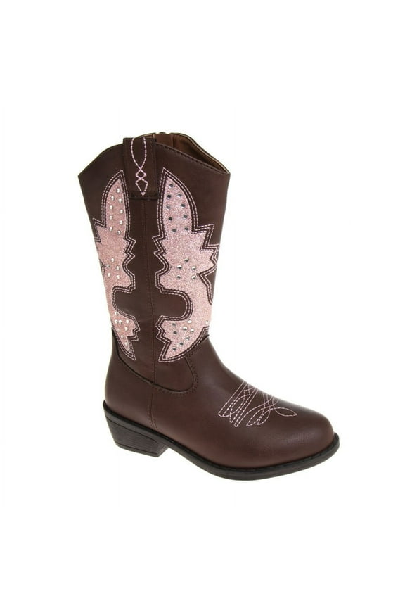 Zip-up Low Heel Faux Leather Cowgirl Boots
