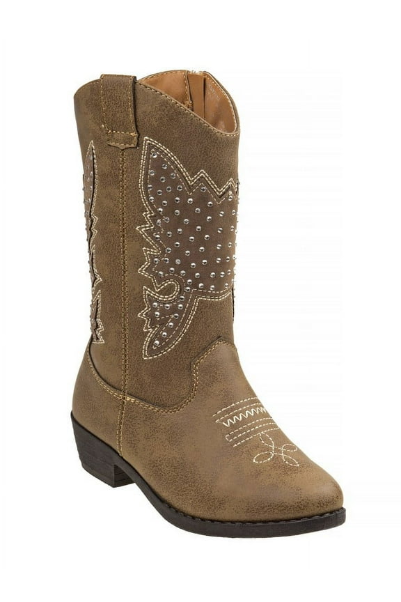 Zip-up Toddler Heel Cowgirl Boots - Taupe, 7