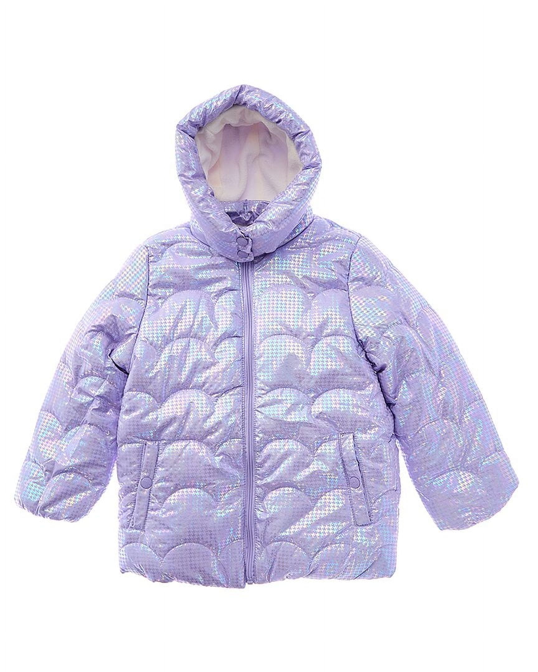 Girls Purple Geometric Floral Quilted Jacket