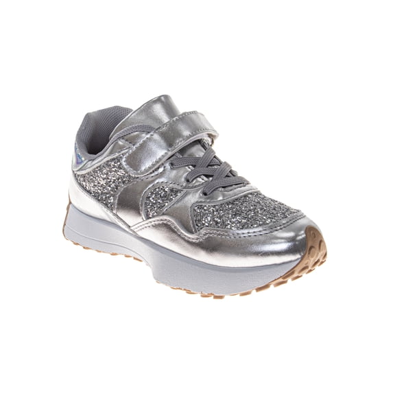 Kensie Girl Glitter Low Top Sneakers with Hook-and-Loop Closure, Sizes 12-4