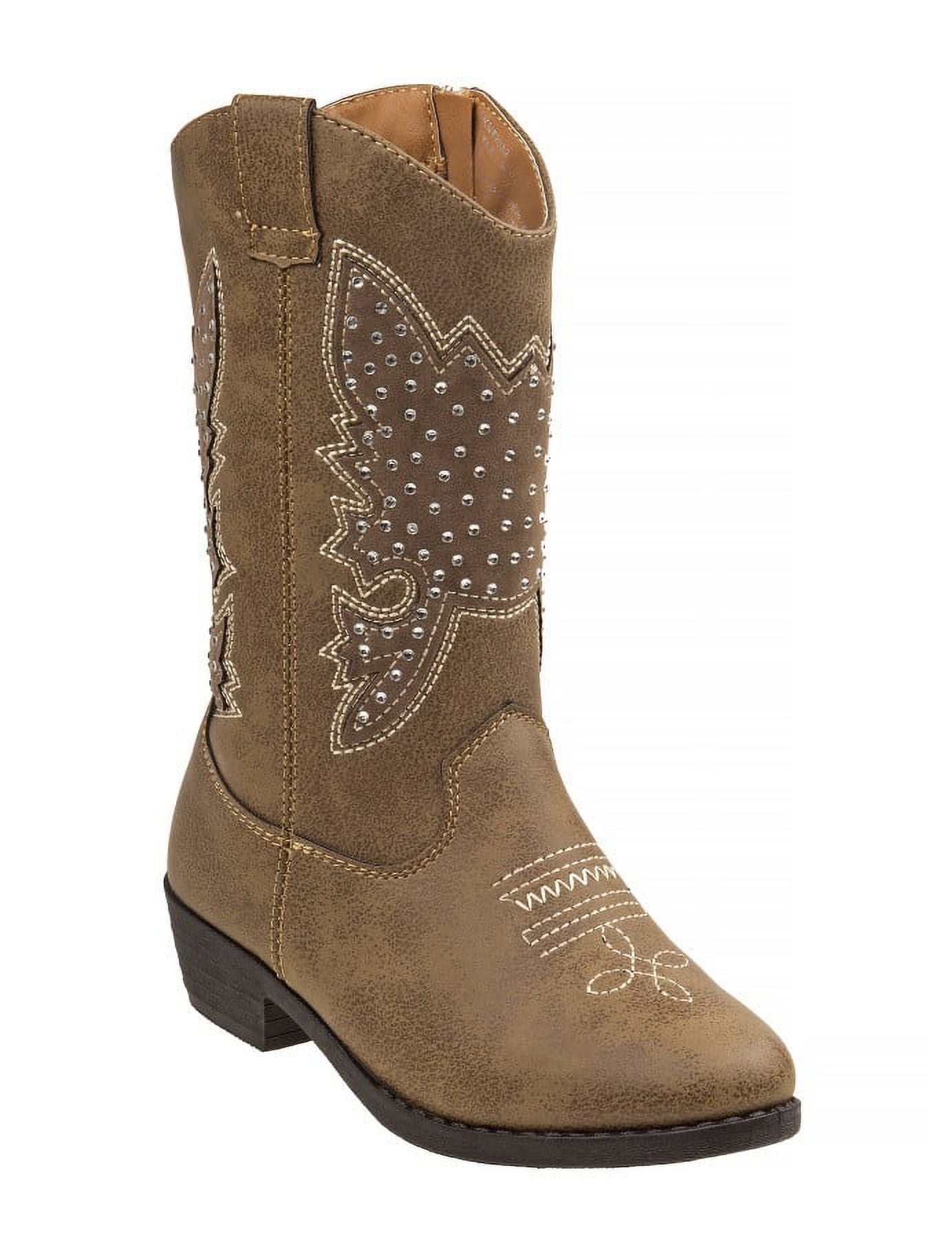 Kensie Girl Zip up Toddler Heel Cowgirl Boots Taupe 7