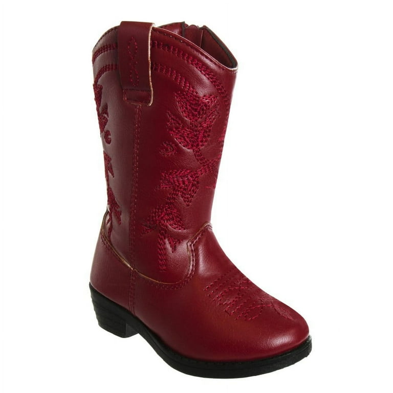 Kensie Girl Zip-up Toddler Heel Cowgirl Boots Red