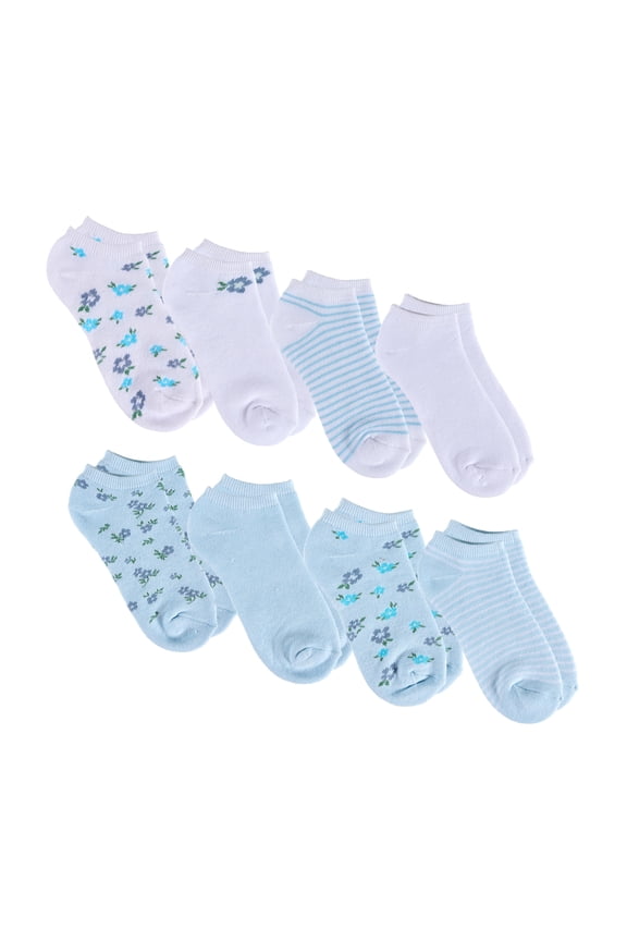 Girls Full Cushion Low Cut Kids Socks (8-Pack) – Flower