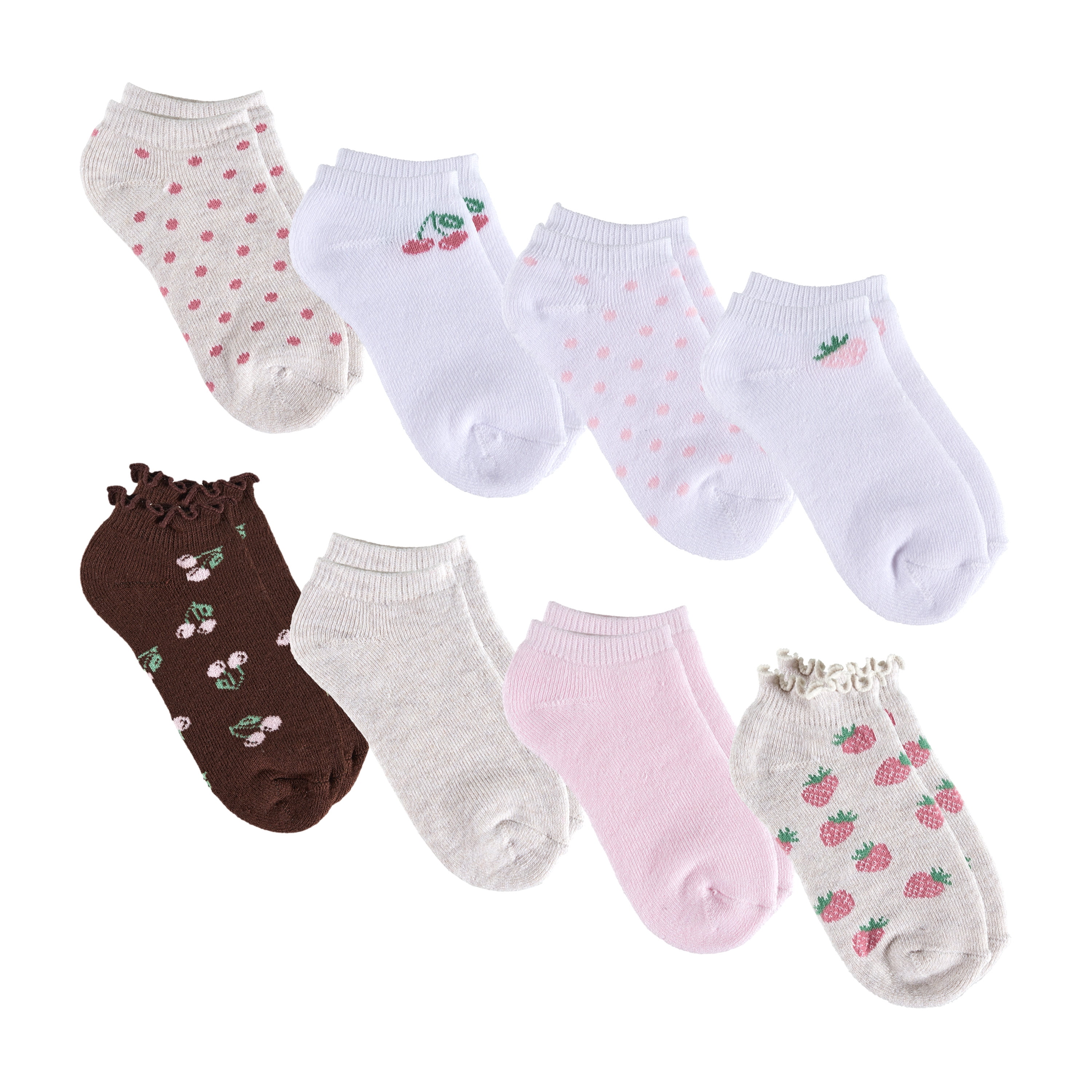 Kensie Girls Full Cushion Low Cut Kids Socks (8-Pack) – Strawberry