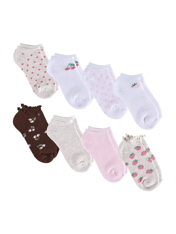 Girls Full Cushion Low Cut Kids Socks (8-Pack) – Strawberry