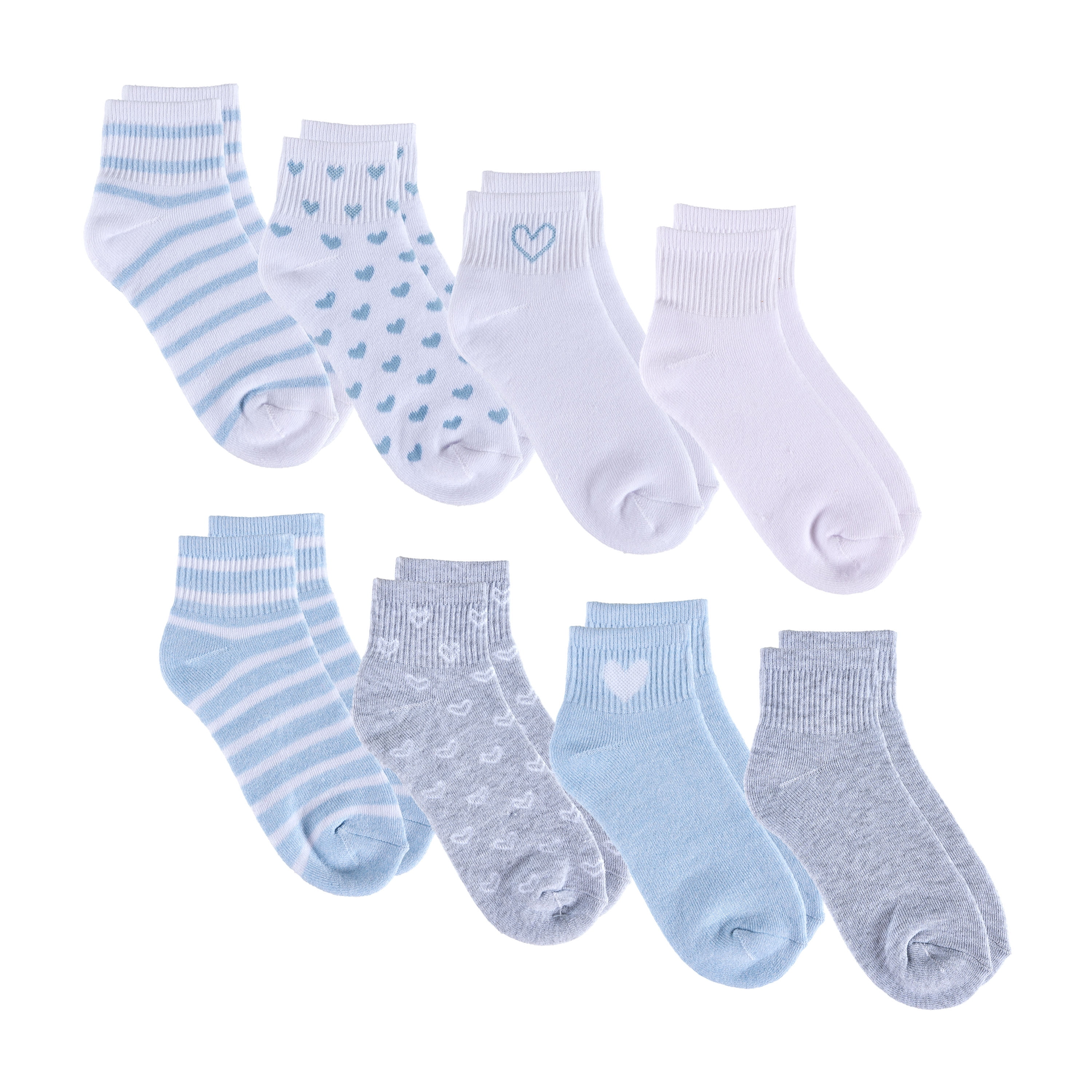 Kensie Girls Full Cushion Quarter Kids Socks (8-Pack) – Heart