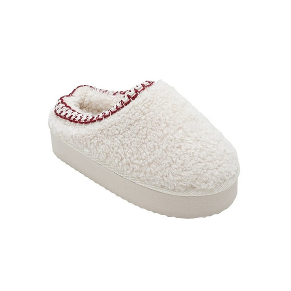 Kensie Girls' Sherpa Slippers – Fuzzy Indoor House Slippers for Kids, Cozy Slip-On Warm Shoes for Little Kid/Big Kid