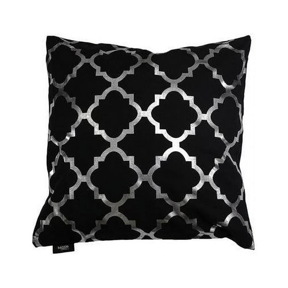 Kensie HODB1=48 /11170 Decorative Throw Pillow Cushion Cover Case - Metallic Lattice Geometric - 20"W x 20"L - Black & Silver