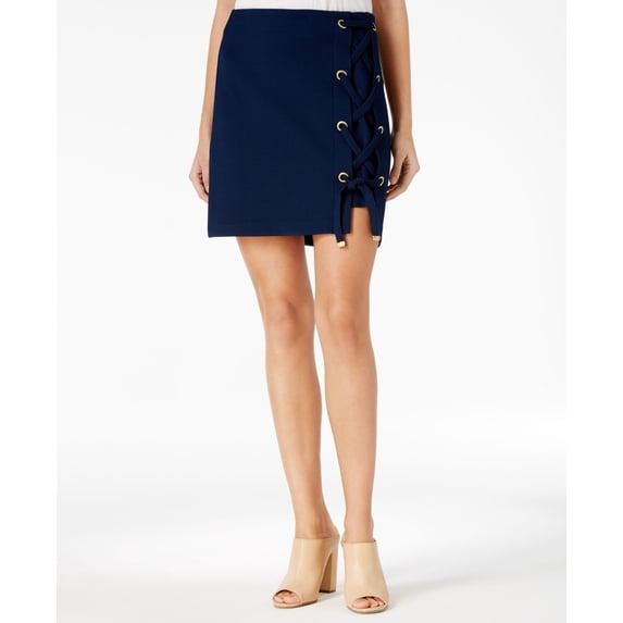 Kensie Lace Up Hardware Detail Skirt Blue Mini S