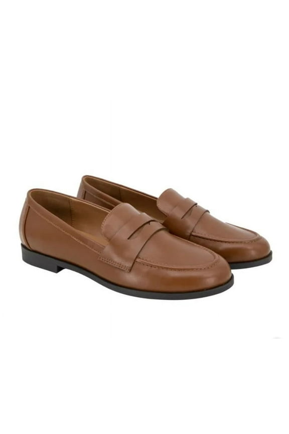 Ladies' Size 8.5 Penny Loafers Slip-on Shoes, Cognac