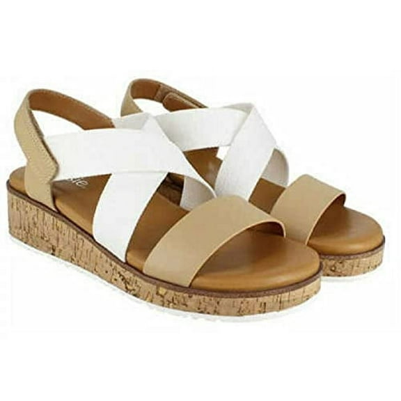 Kensie Ladies' Wedge Sandal (Tan Natural White, numeric_7_point_5)