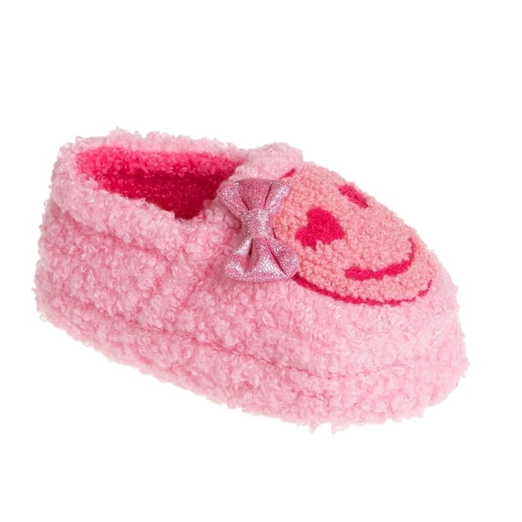 Kensie Toddler Girls' Sherpa Slippers – Cozy Plush Slip-On House Shoes, Soft Indoor Slippers for Little Girls