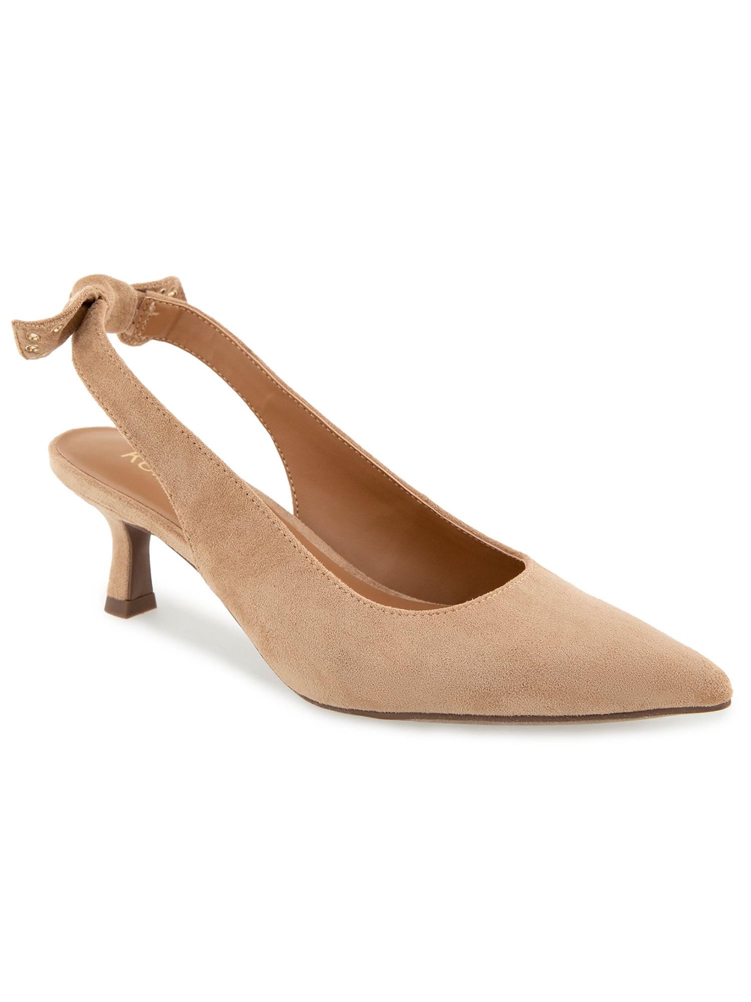 Kensie Olympia Grommet Bow Slingback Kitten Heel