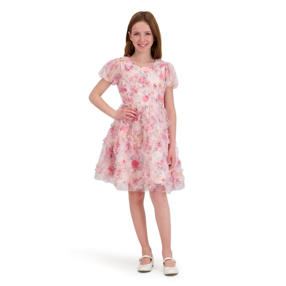 Kensie Girl Short Sleeve Allover Printed Ruffle Dress, Sizes 4-16