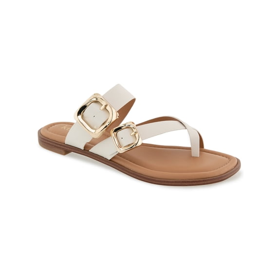 Kensie Women's Riri Crossover Flat Buckle Sandal