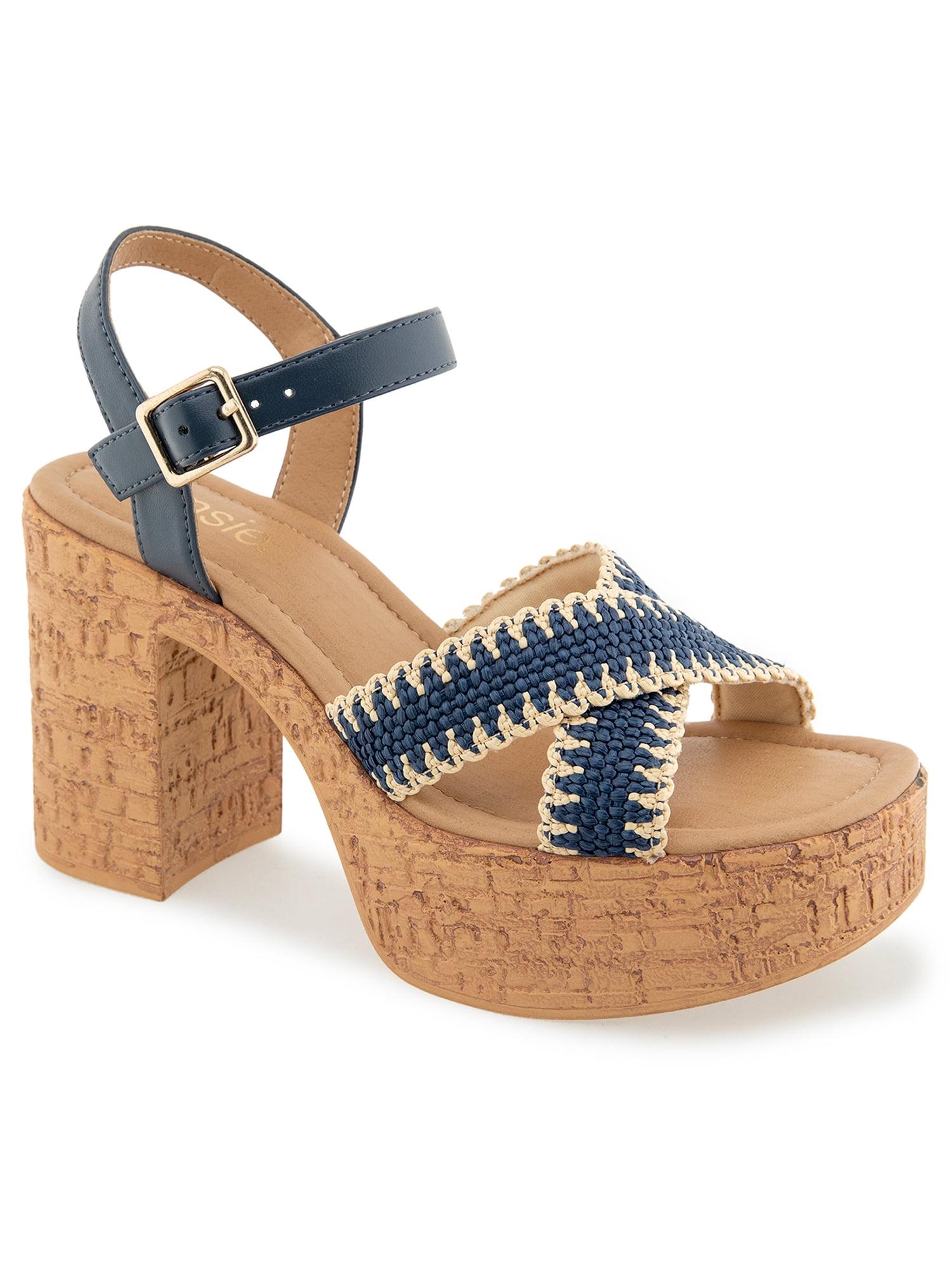 Kensie Women's Sanya Raffia Platform Heeled Sandal