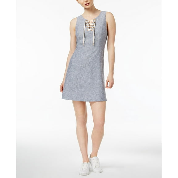 Kensie Sleeveless Lace Up Dress Darkest Navy Combo L