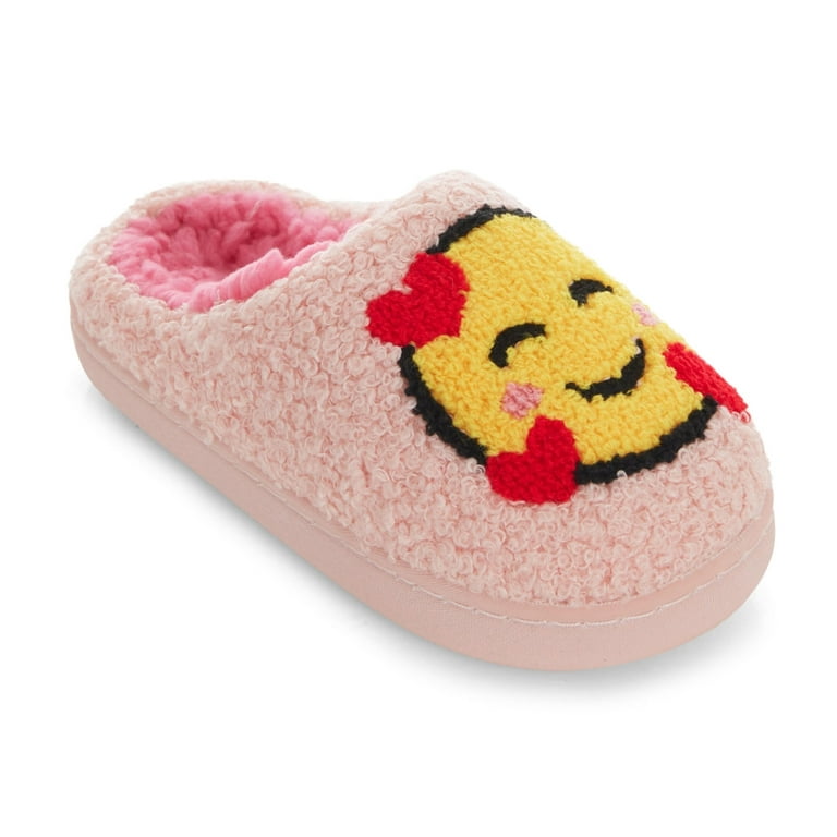Kensie Slippers for Kids Smiley Face Slippers for Girls Fuzzy