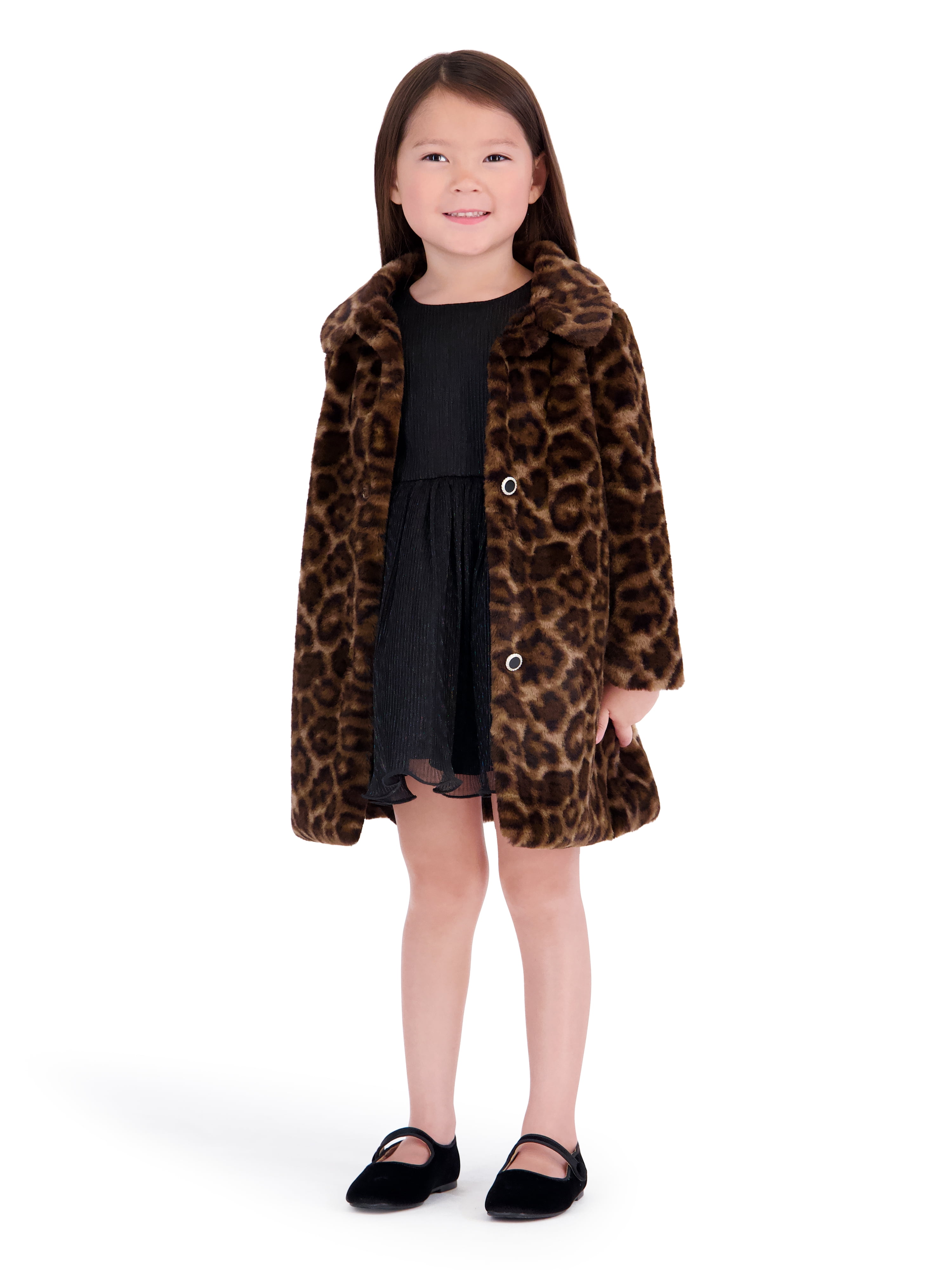 Kensie Toddler Girl Sleeveless Dress and Cheetah Coat Set, Sizes 12 Months-3T