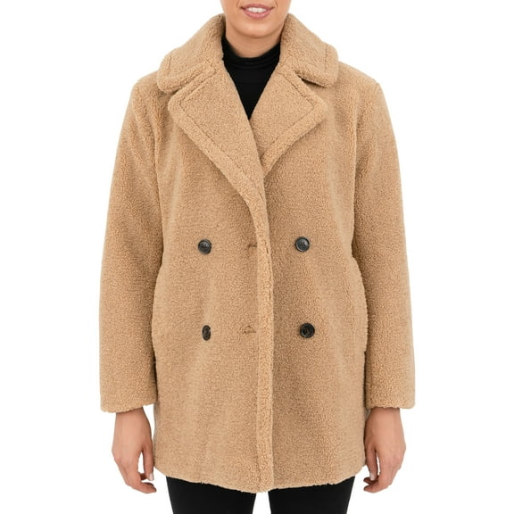 Kensie Women's Double Breasted Faux Fur Coat