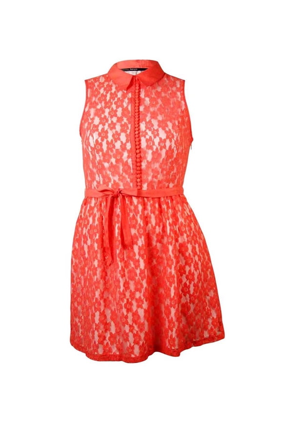 Women's Floral Pattern Overlay Dress (XL, Pink Grapefruit Combo)