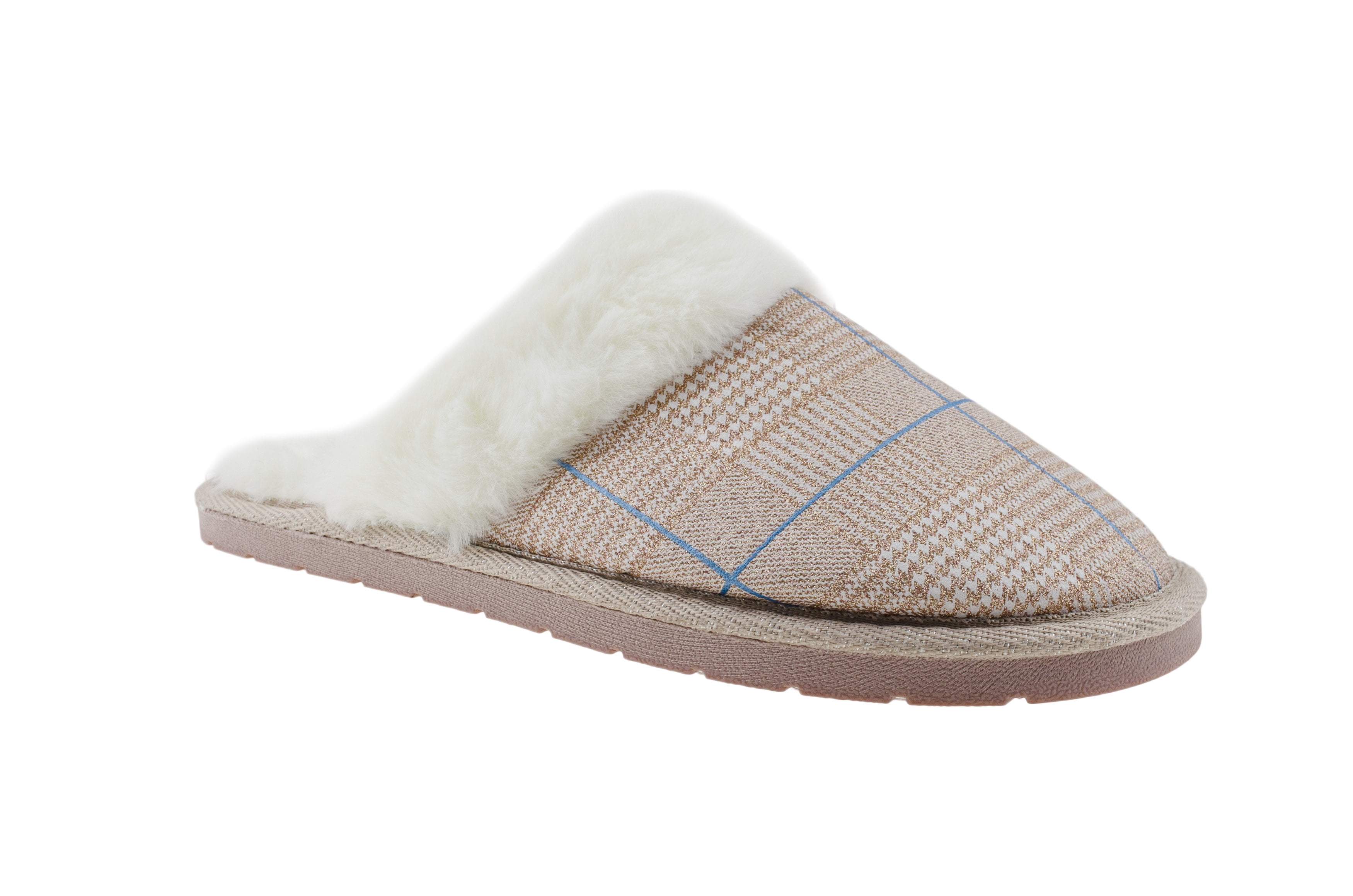 Kensie Women s Glitter Plaid Memory Foam Slip On Comfy Cozy House