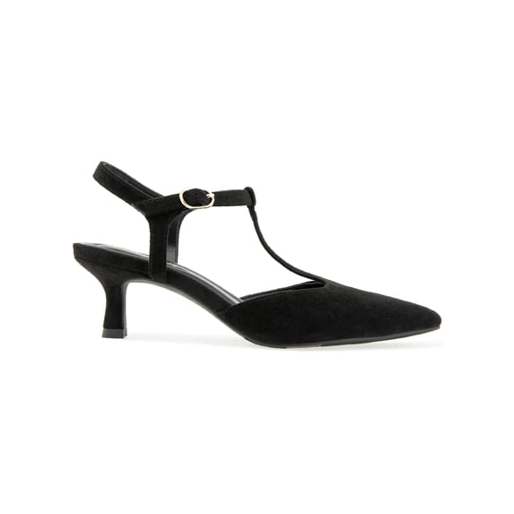 Kensie Women's Odessa T-Strap Pointed Toe Kitten Heel