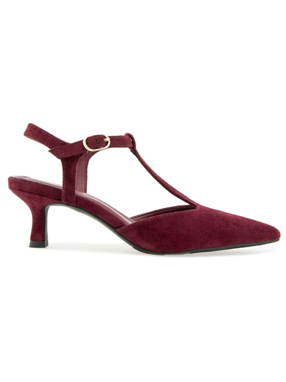 Women's Odessa T-Strap Pointed Toe Kitten Heel