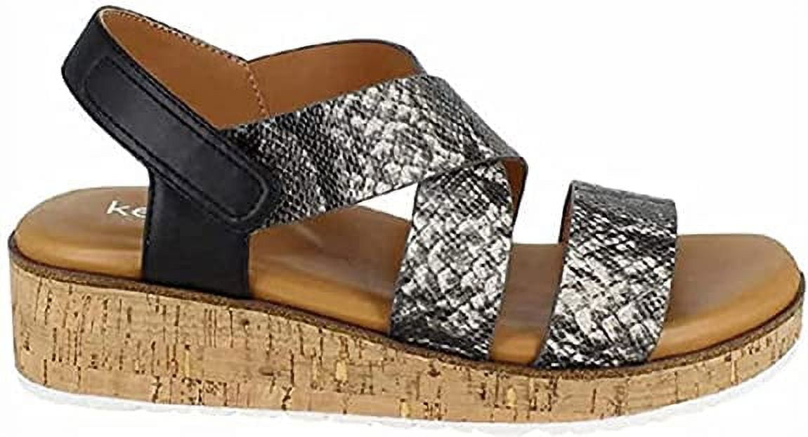 Kensie Women's Palermo Wedge Strappy Sandal (6, Black Snake, numeric_6)